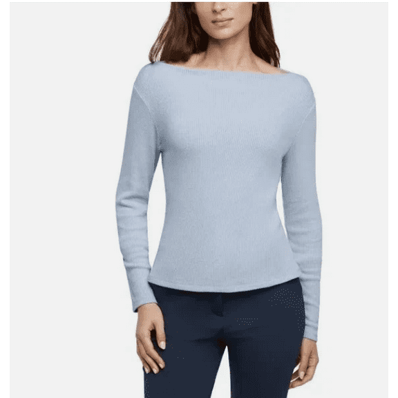 Banana Republic Women's Ribbed Long Sleeve Top, Blue, Small