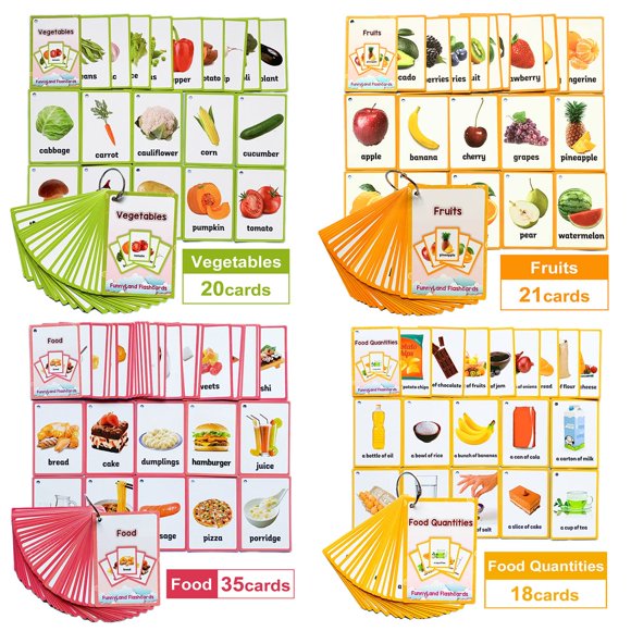 Tarjetas Flash de frutas/verduras/alimentos/cantidades de alimentos, tarjetas Flash en inglés, tarjetas de bolsillo, juguetes de aprendizaje para niños, ayudas educativas para niños de preescolar