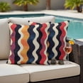 thumbnail image 2 of Outdoor Pillow Cover Pink Yellow Blue Stripes Wave Set of 2 Waterproof Throw Pillowcases Modern Art Decorative Patio Furniture Pillows for Couch Garden Indoor & Outdoor Use, 2 of 9