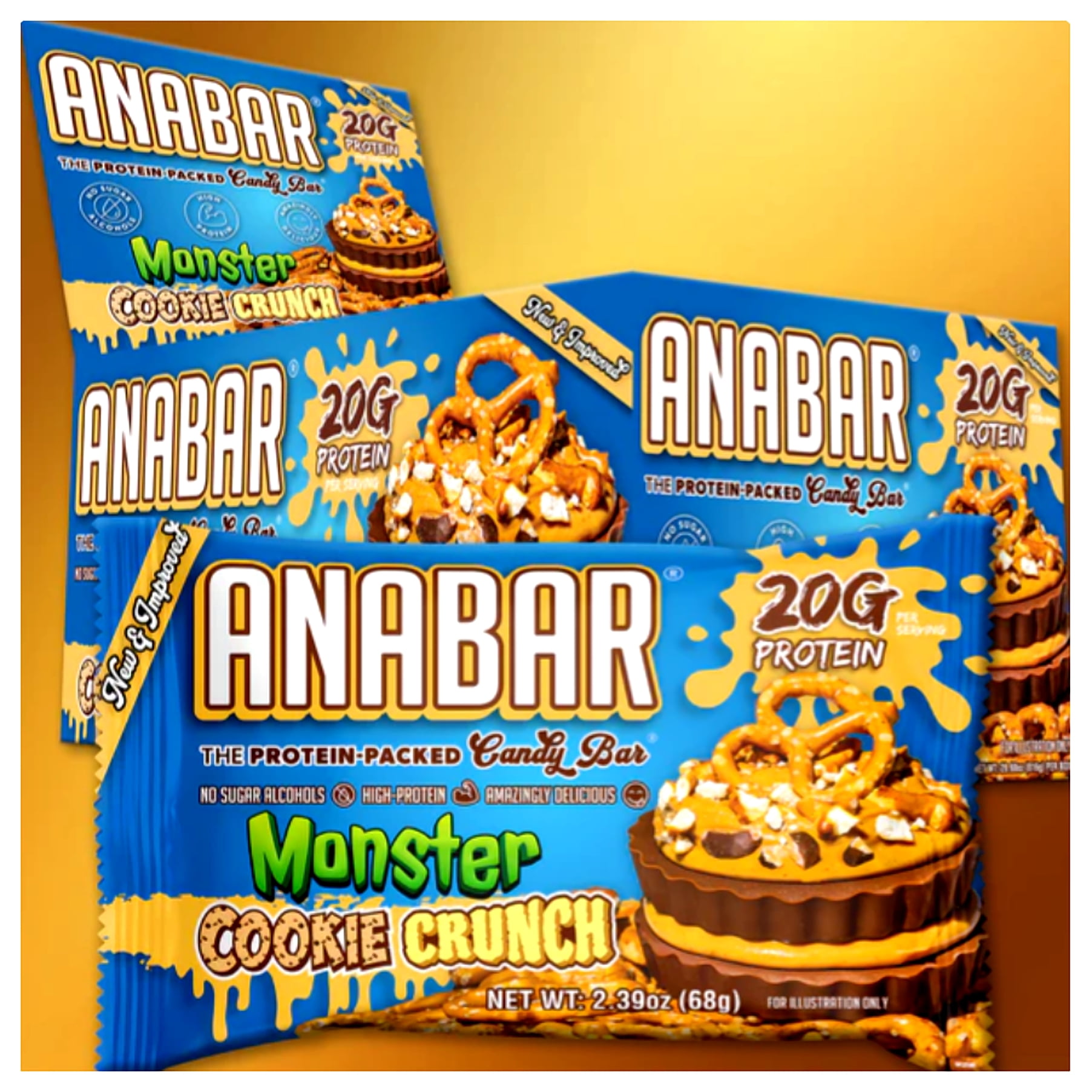Anabar Monster Cookie Crunch 12 Protein Bars Final Boss Performance 21 Grams