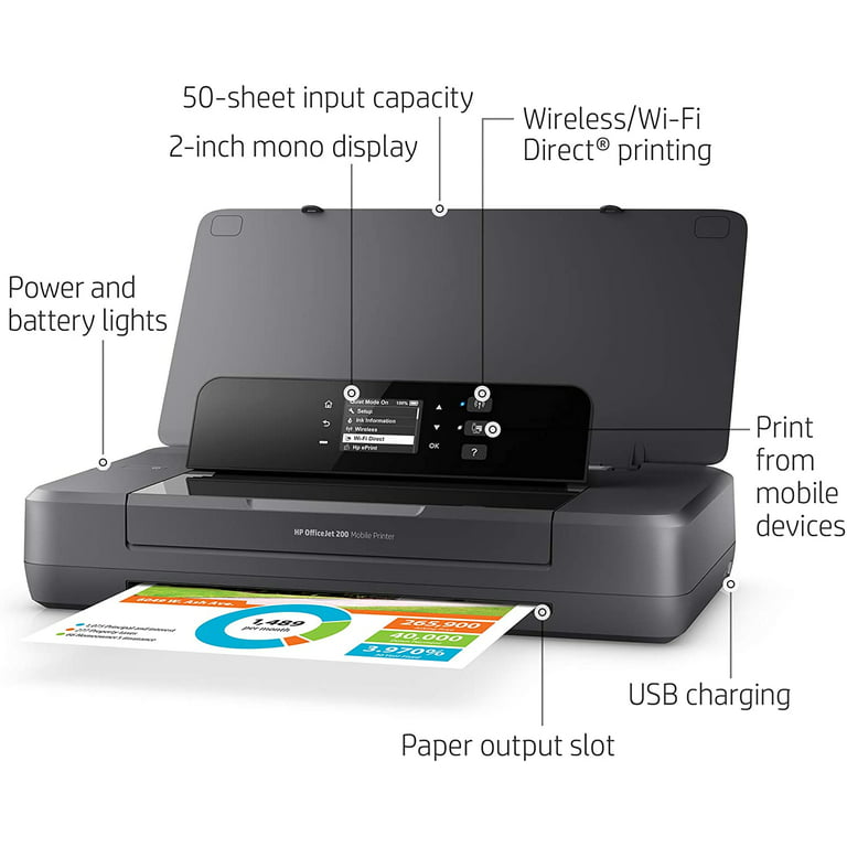 Kæledyr opstrøms fotografering HP OfficeJet 200 Portable Printer with Wireless & Mobile Printing (CZ993A)  - Walmart.com