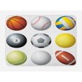 thumbnail image 1 of Sports Bath Mat, Diversified Sport Balls Objects in Diamond or Circle Shape Recreational Illustration, Non-Slip Plush Mat Bathroom Kitchen Laundry Room Decor, 29.5 X 17.5 Inches, Multicolor, Ambesonne, 1 of 2