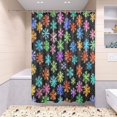 thumbnail image 5 of Colorful Snowflakes Bathroom Accessory Curtain Sets Bath Curtain Anti-Slip Mats and Toilet Pad 66x72in, 5 of 8