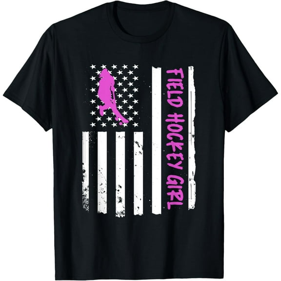 Playful Comfort Tee - Field Hockey Girl USA Flag T-Shirt