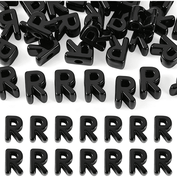 BZCOE 30 Pcs Black Large Letter Beads Acrylic Big Alphabet Beads 21Mm Large Hole Acrylic Letter Slide Bead for Bracelets Jewelry Making Keychain Bag Charm Kit Phone Chain Decor