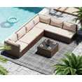 thumbnail image 2 of LHBcraft 7 Piece Patio Furniture Set, All Weather PE Rattan Outdoor Sectional Brown Wicker, 2 of 5