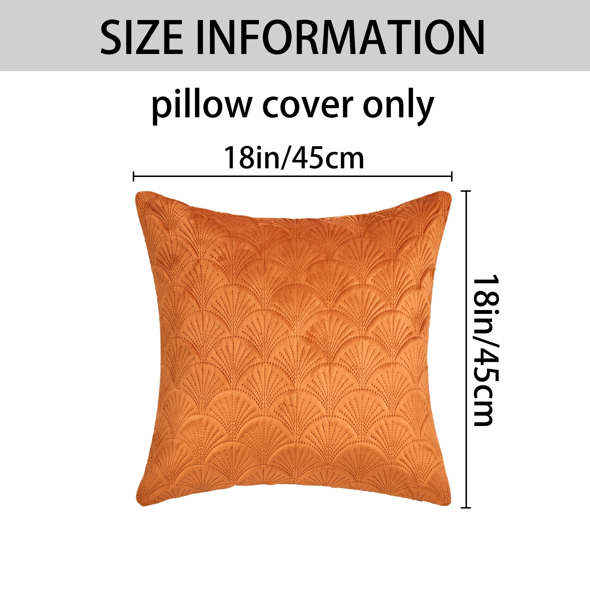 Unique Bargains Pack of 2 Velvet Solid Throw Pillow Covers 18" x 18" Orange