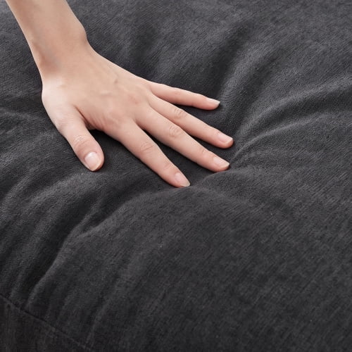 102.3" Modular Sectional Sofa, L-Shape Cloud Couch with Movable Ottoman, Comfy Chenille Deep Seat Sofa with Soft Pillows for Living Room Apartment, Black
