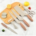 thumbnail image 2 of Kitchen Knife Set, 8 Pieces Khaki Sharp Chef Knife Set with Block, Knife Block Set with Diamond Non-Stick Knife Blade, Stainless Steel Cooking Knives Suitable for Home Restaurant Apartment (Khaki), 2 of 7