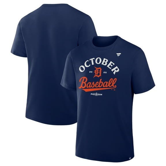 Men's Fanatics Navy Detroit Tigers 2025 MLB Postseason Locker Room T-Shirt