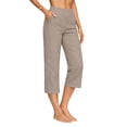 thumbnail image 3 of Ladies' Cotton Linen Seven Quarter Pants High Waist Casual Solid Color, 3 of 9