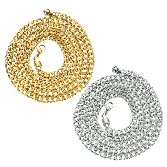 DESIGNICE 2pcs Fashion Jewelry For Men Stainless Steel Chain Necklace Males Neck Jewelry Male Necklace Cool Neck Chain Metal Stylish Necklace