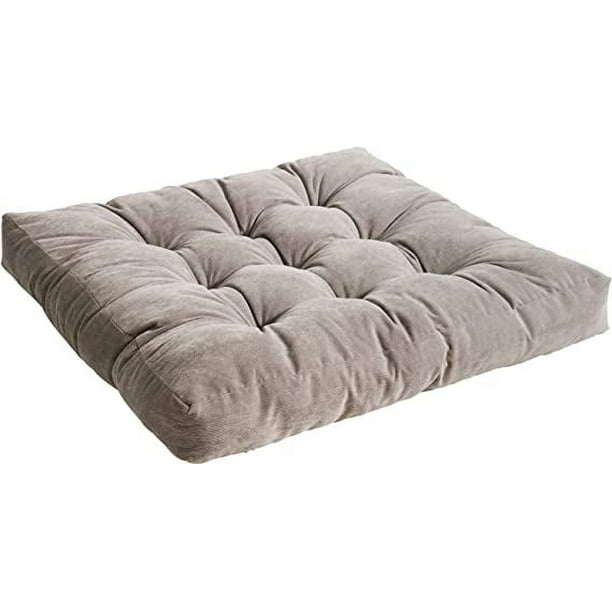 Xiao Hua Cojines de exterior cuadrados, cojín de suelo grueso con mechones, cojín grande para yoga, meditación, sala de estar, balcón, oficina, patio, 55 x 55 cm, gris (1 paquete)