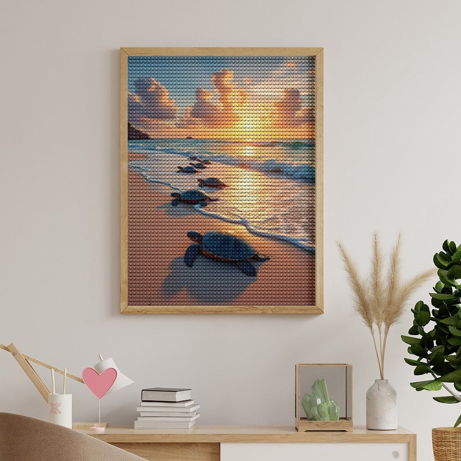 Diamond Art Kits for Adults, Sea Turtles Sunrise Beach Path 5D Diamond Painting Kits for Adults Beginners, DIY Full Drill Diamond Painting, Gem Art and Crafts 12x16