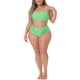 thumbnail image 1 of Bañador de dos piezas para mujeres de tallas grandes Agnes Orinda, traje de baño de colegio, bikini de cintura alta con control de abdomen, tamaño 3X, verde hierba, 1 of 8