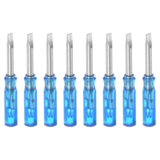 Unique Bargains 8Pcs SL3.0 Mini Slotted Screwdriver 3mm Magnetic Flat Head 45mm Length for Repairs, Blue
