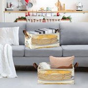 Food Pattern Design Open Home Storage Bins Foldable Metal Frame Shelf Baskets 16.9x11.4x7.7in Water-Resistant