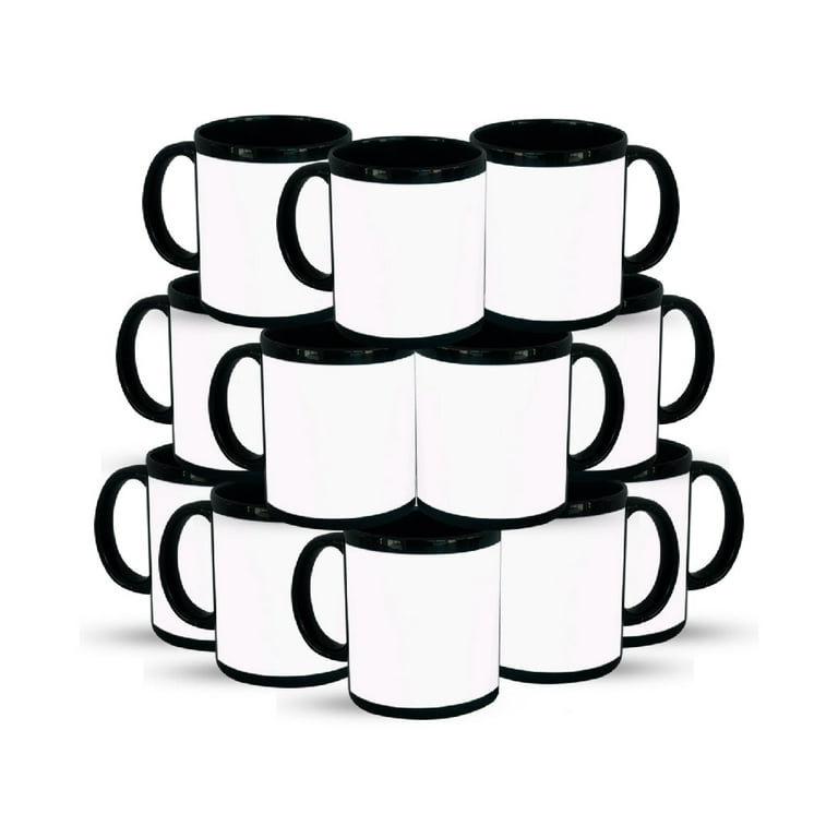 Conde Premium Sublimation Blank Ceramic Mug Black with White Panel, (Case  of 36)