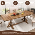 thumbnail image 6 of Blotout 95" Natural Wood Color Farmhouse Dining Table for 10-12 People, Rectangular Wood Dining Table, Long Dining Room Tables with Wood Strip Base for Dining Room, Gathering, Kitchen (Natural Oak), 6 of 10