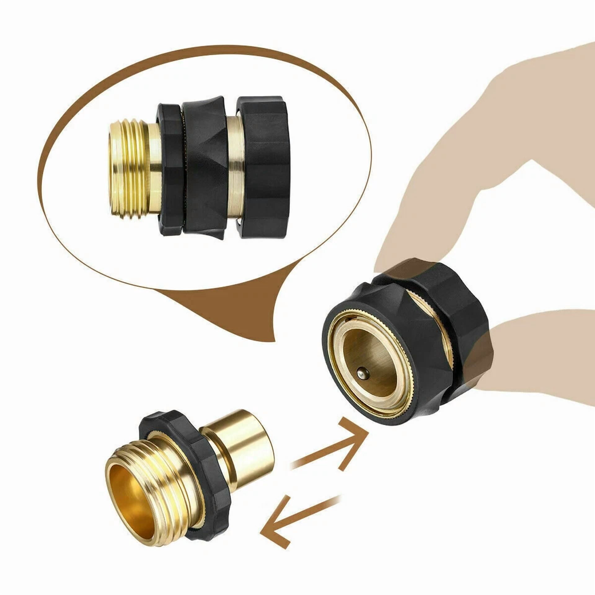KNACK - 3/4' Garden Hose Quick Connect Female Male Connector Aluminum Set 4 Pairs