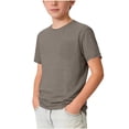 thumbnail image 2 of Cethrio Boys Cotton T-shirts, Short Sleeve Breathable Casual Crew Neck Kids Summer Tops with Pockets Brown Size 14-15 T, 2 of 6