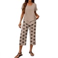 thumbnail image 3 of Womens Lounge 2 Piece Outfits Lounge Sets Printed Capris Top Wide Leg Crop Pants Travel Beach Vacation Clothes, 3 of 6