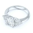 thumbnail image 3 of Sterling Silver Triple Three Sidestones 2CT Simulated Round Brilliant Cut Diamond Promise Engagement Ring (9.5), 3 of 6