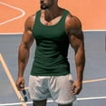 thumbnail image 2 of Fabrcox Waffle Men Compression Tank Top Crew Neck Men's Sleeveless Shirts Big and Tall Basic Lightweight Training Athletic Mens Muscle Shirt Green L, 2 of 9