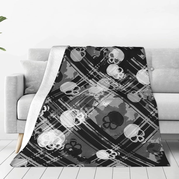 Balery Seamless Pattern With Skulls Manta de Felpa Suave y Acogedora – Cobija de Franela Aterciopelada para Cama, Lavable y Cálida para Sofá, Mascotas, Transpirable-50"x40"