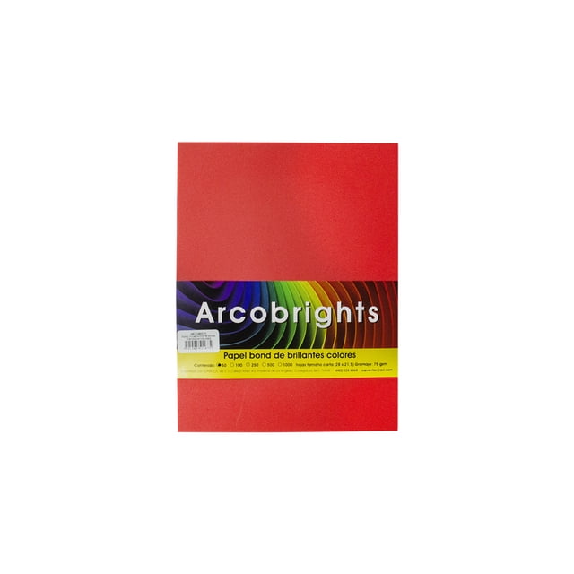Paquete Con 50 Hojas De Colores Surtidos Tamaño Carta Arcobrights