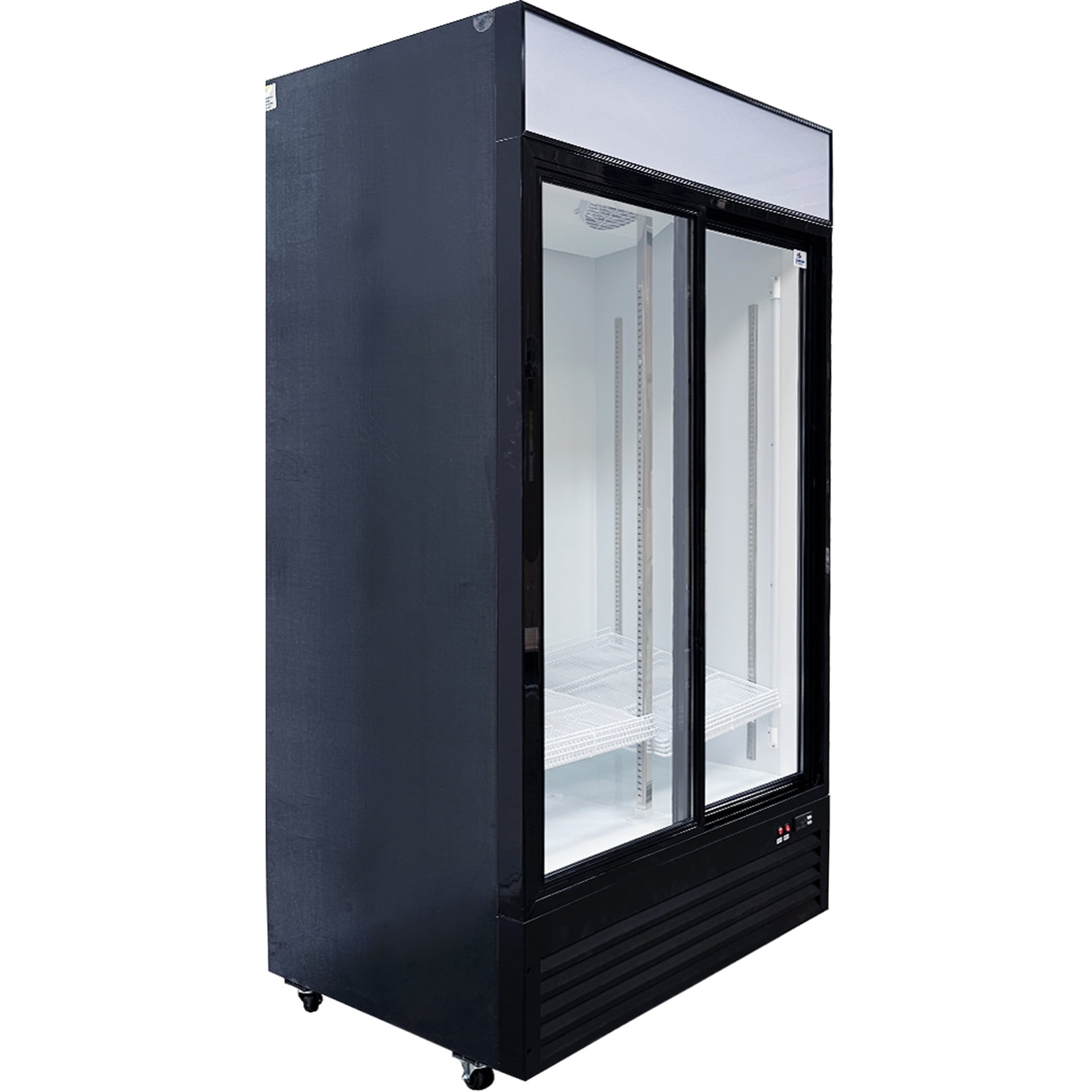 NSF 44 in. Commercial Sliding Glass Door Refrigerator Cooler, 35 Cu. Ft. Double Sliding Door Merchandiser
