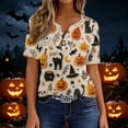 thumbnail image 5 of Halloween Shirt Womens Patterns Halloween Party T Shirt V Neck Short Sleeve Beige 3XL, 5 of 7