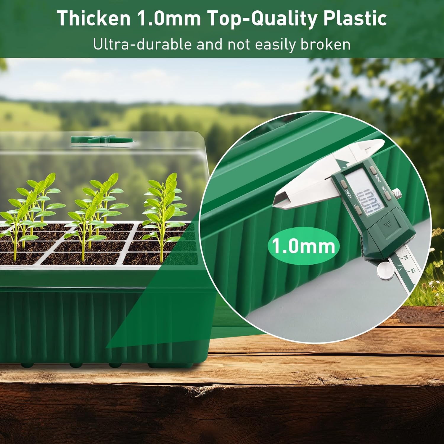 Seed Starter Tray with Humidity Dome, Durable Seeding Trays for Germination, 4 Pack