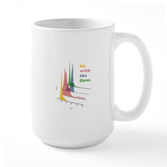 CafePress - Go With The Flow Cytometry Mugs - 15 oz Ceramic Large White Novelty Mug