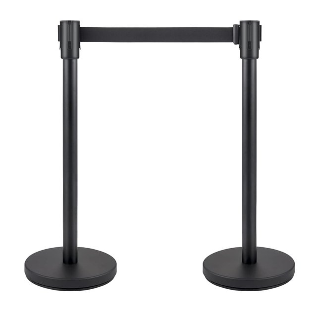 TROPOW 2 PCS Crowd Control Stanchions with Retractable Belts – 36" Height, Black, Easy Assembly
