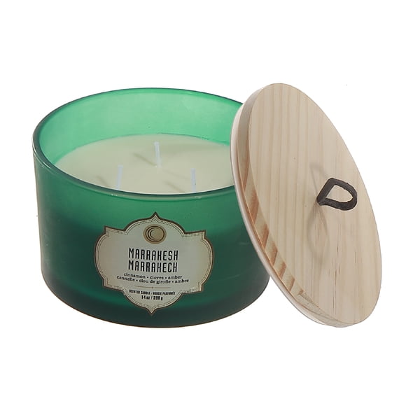 14Oz 3 Wick Green Jar Scented Candle With Lid Marrakesh - Set of 2