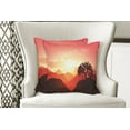 thumbnail image 4 of Ambesonne Nature Throw Pillow Cover 2 Pack, Sunset Tree Mountains, 24", Coral Orange Dark Brown, 4 of 6