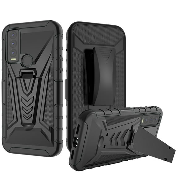 Compatible for at&t Motivate Max U668AA Holster Hybrid Cover Phone Case - Black