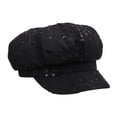 thumbnail image 4 of VBEWZET Fashion Embroidered Sequined Hat for Ladies, Breathable Mesh Newsboy Cap, Lightweight Casual Outdoor Vacation Club Styling Beret Headwear Black One Size, 4 of 4