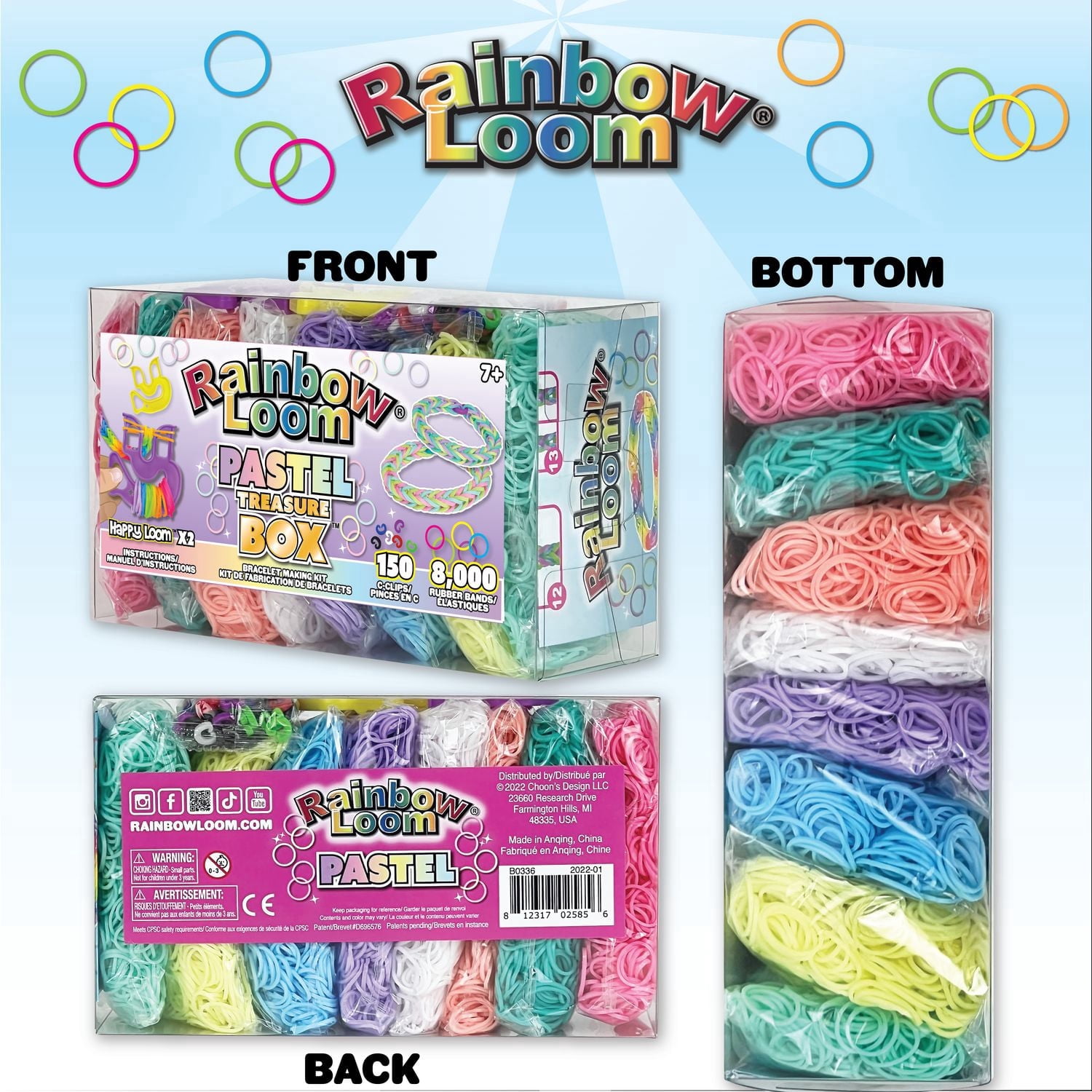 Boîte à trésor Rainbow Loom Pastel