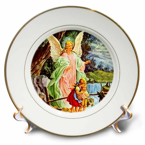 3dRose, Guardian Angel, 8 inch Porcelain Plate