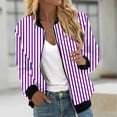 thumbnail image 2 of Clearance Processing! ChaoHeng Ladies Jackets Clearance 3x Up to 45% Off,Women's Printed Cardigan Jacket Zippered Jacket Long Sleeved Casual Jacket Jacket(Purple,L), 2 of 5