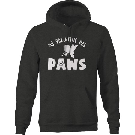 My valentine has paws animal pet owner dog Pullover Hoodie Medium Dark Gray