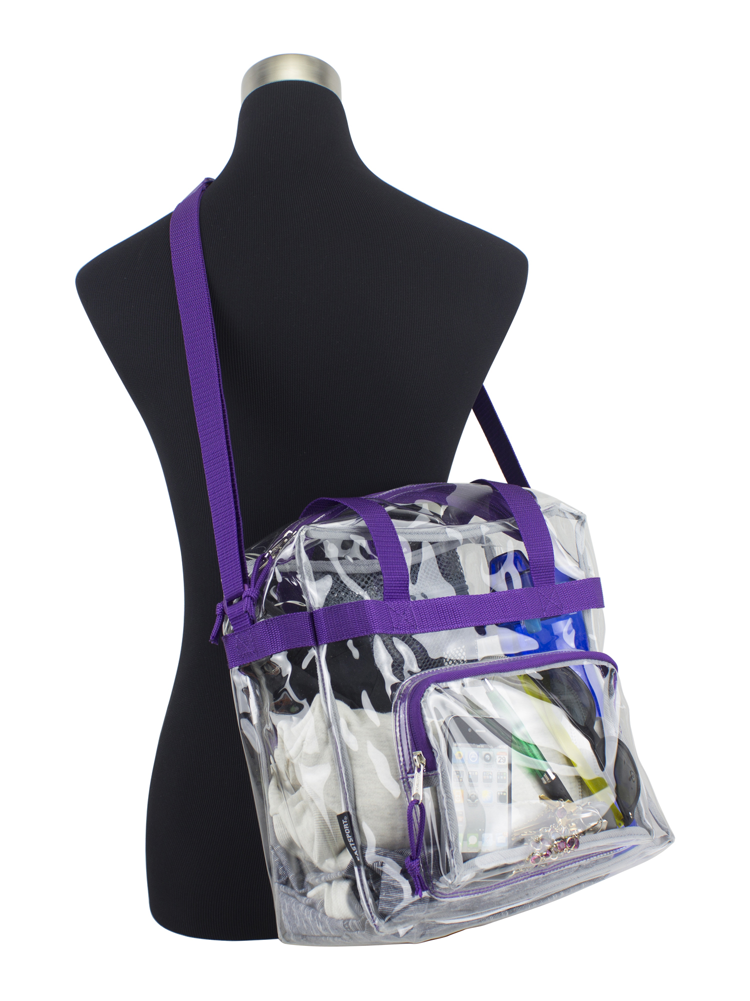 Eastsport Unisex Clear Stadium Approved Tote Purple