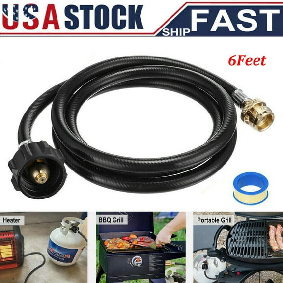 6Ft Propane Adapter Hose 1lb to 20lb Converter Replacement for Tank Connects