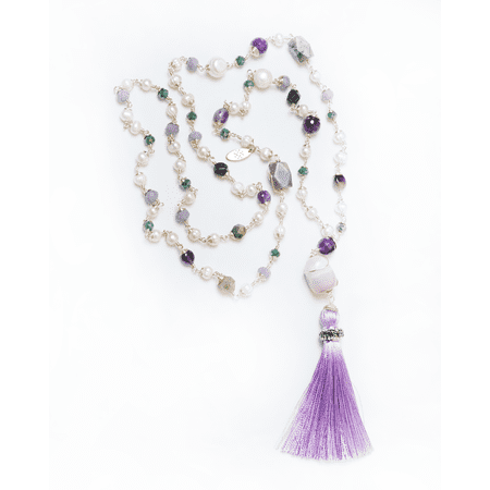 By Fabrizio Design Gioconda Andria Amethyst Freshwater Pearl & Agate Entorchado Necklace