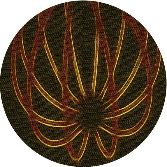 Ahgly Company Machine Washable Indoor Round Transitional Dark Bronze Brown Area Rugs, 4' Round