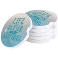 thumbnail image 1 of RYLABLUE Life is Better in Flip Flops Beach Set of 2 Car Coaster for Drinks, Absorbent Ceramic Stone Coasters Cup Mat with Cork Base for Home Kitchen Room Coffee Table Bar Decor, 1 of 5