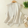 thumbnail image 4 of Women's Outerwear Vests Womens Cotton Linen Vest Casual Loose V Neck Sleeveless Vests Jacke Beige XXL, 4 of 5