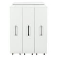 thumbnail image 5 of Lisonu White Pull-Out Bookcase Cabinet, 3-Tier Hidden Storage Shelves on Wheels for Home Office, Slide-Out Media Organizer & File Rack, 30 Inch Wide, 5 of 20